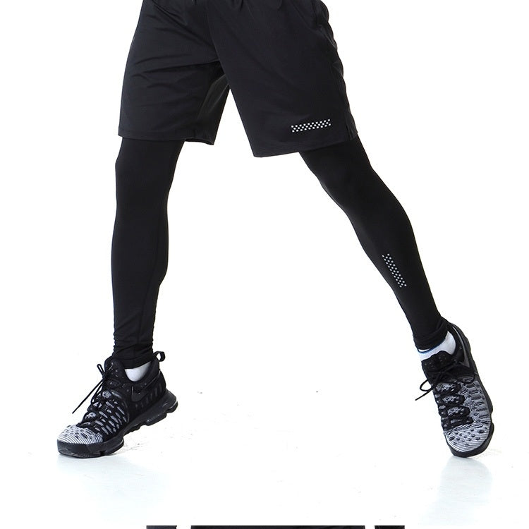 SIGETU เลกกิ้งกีฬายืดหยุ่นแห้งเร็วผู้ชาย (สี:ดำ Size:S), S, M, L, 2XL, 3XL