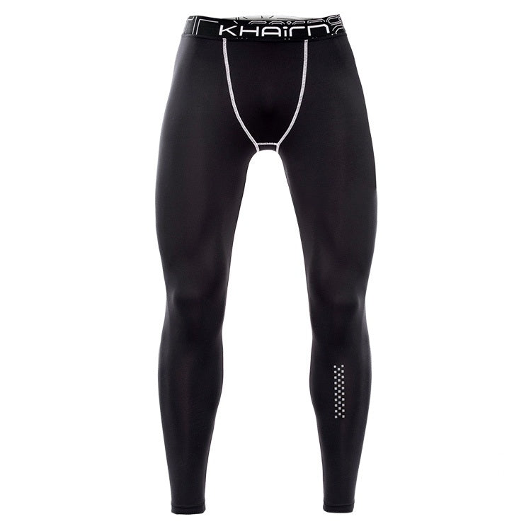 SIGETU เลกกิ้งกีฬายืดหยุ่นแห้งเร็วผู้ชาย (สี:ดำ Size:S), S, M, L, 2XL, 3XL