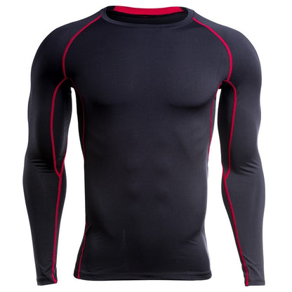 SIGETU ชุดกีฬาผู้ชายแขนยาวแห้งเร็ว (สี:ดำ เทา ไซส์:XXXXL), M, L, XL, 2XL, 3XL, 4XL