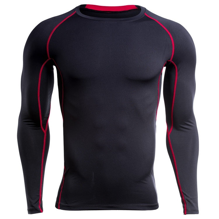 SIGETU ชุดกีฬาผู้ชายแขนยาวแห้งเร็ว (สี:ดำ เทา ไซส์:XXXXL), M, L, XL, 2XL, 3XL, 4XL