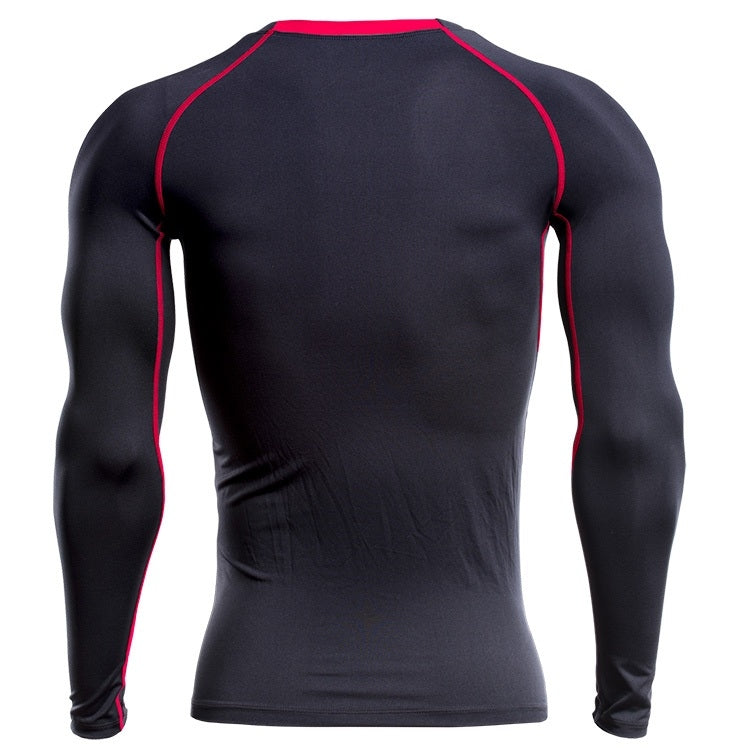 SIGETU ชุดกีฬาผู้ชายแขนยาวแห้งเร็ว (สี:ดำ เทา ไซส์:XXXXL), M, L, XL, 2XL, 3XL, 4XL