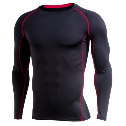 SIGETU ชุดกีฬาผู้ชายแขนยาวแห้งเร็ว (สี:ดำ เทา ไซส์:XXXXL), M, L, XL, 2XL, 3XL, 4XL