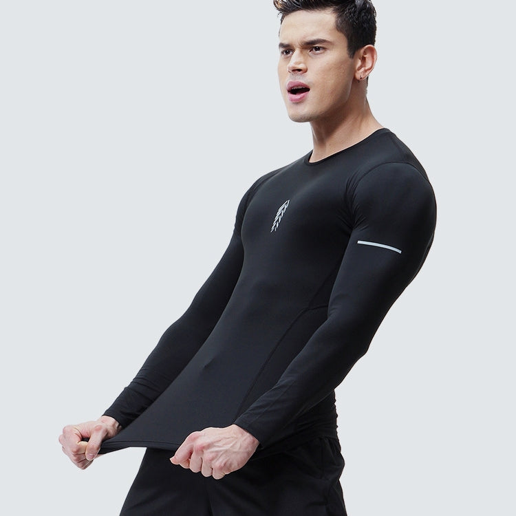 SIGETU เสื้อผ้าออกกำลังกายแขนยาวผู้ชายแห้งเร็ว (สี:ดำ ไซส์:XXL), S, M, L, XL, 2XL, 3XL