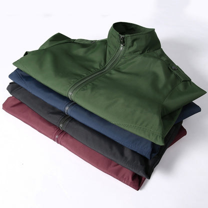 เสื้อแจ็คเก็ตผู้ชายคอปกแขนยาวสีทึบ Collage, L, XL, XXL, XXXL, XXXXL, 5XL