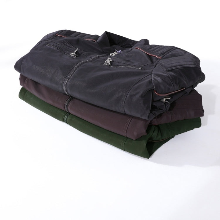 เสื้อแจ็คเก็ตหนังลำลองผู้ชาย (สี: กาแฟ ขนาด: XXXL), M, L, XL, XXL, XXXL