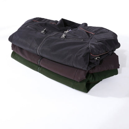เสื้อแจ็คเก็ตหนังลำลองผู้ชาย (สี: กาแฟ ขนาด: XXXL), M, L, XL, XXL, XXXL
