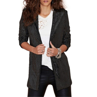 เสื้อสูทประดับเลื่อมผู้หญิงไม่มีเสื้อผ้าเวทีหัวเข็มขัด (สี: สีดำขนาด: XXL), S, M, L, XL, XXL