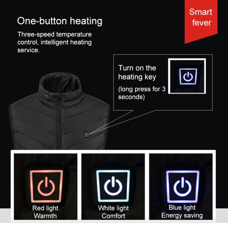 USB Security Smart อุณหภูมิคงที่ Fever Men Stand Collar Cotton Vest, S, M, L, XL, XXL, XXXL, XXXXL