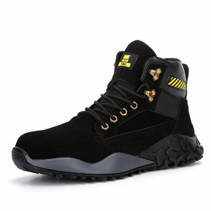 Jiefu Light And Breathable Steel Head Anti Smashing, Anti Piercing, Anti Slip and Waterproof Safety Shoes (Color:High Top Black Size:48), 36, 37, 38, 39, 40, 41, 42, 43, 44, 45, 46, 47, 48