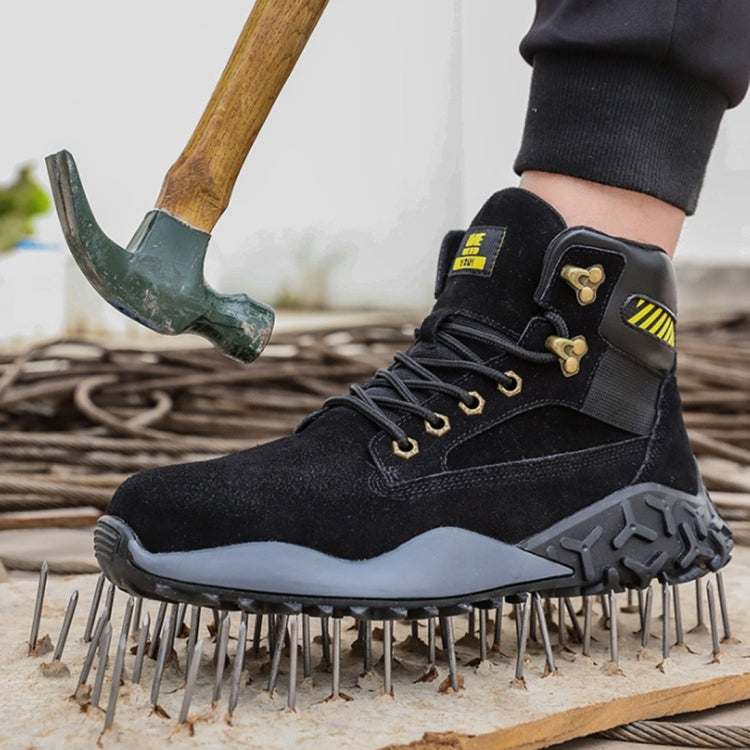 Jiefu Light And Breathable Steel Head Anti Smashing, Anti Piercing, Anti Slip and Waterproof Safety Shoes (Color:High Top Black Size:48), 36, 37, 38, 39, 40, 41, 42, 43, 44, 45, 46, 47, 48