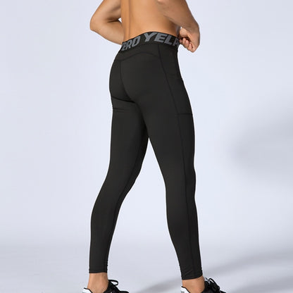 กางเกงรัดรูปยืดซับเหงื่อพร้อมกระเป๋าใส่วิ่ง (สี:แดง Size:S), S, M, L, XL, XXL