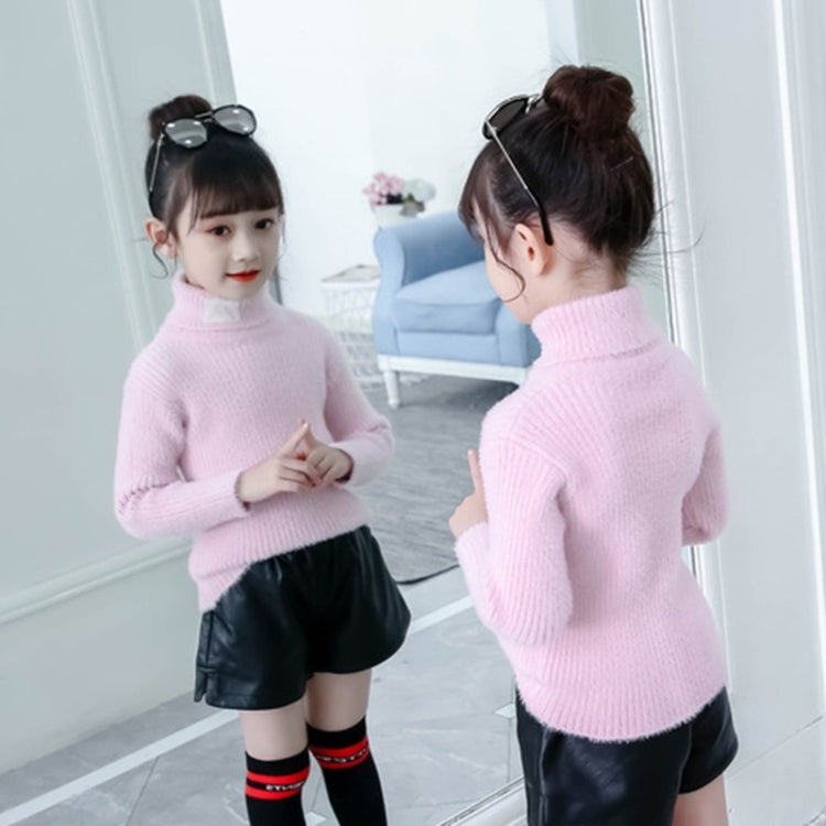 รูปแบบตัวอักษรเลียนแบบ Mink กำมะหยี่เด็กเสื้อคอเต่าถัก, 100cm, 110cm, 120cm, 130cm, 140cm, 150cm