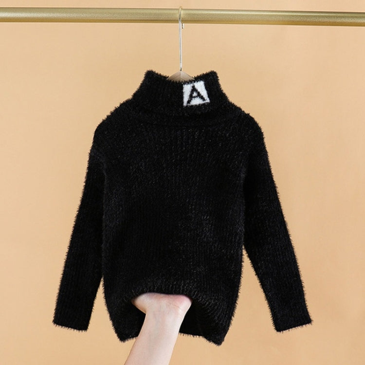 รูปแบบตัวอักษรเลียนแบบ Mink กำมะหยี่เด็กเสื้อคอเต่าถัก, 100cm, 110cm, 120cm, 130cm, 140cm, 150cm