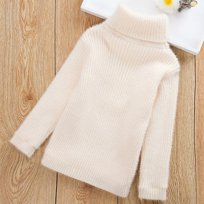 รูปแบบตัวอักษรเลียนแบบ Mink กำมะหยี่เด็กเสื้อคอเต่าถัก, 100cm, 110cm, 120cm, 130cm, 140cm, 150cm