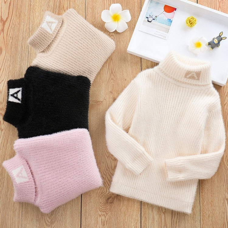 รูปแบบตัวอักษรเลียนแบบ Mink กำมะหยี่เด็กเสื้อคอเต่าถัก, 100cm, 110cm, 120cm, 130cm, 140cm, 150cm