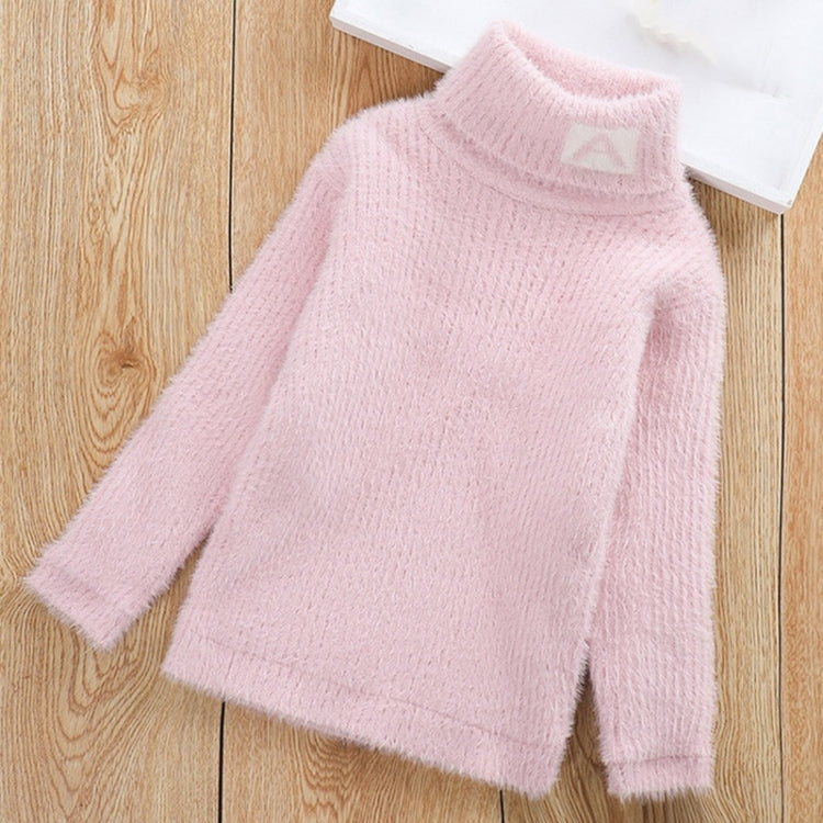 รูปแบบตัวอักษรเลียนแบบ Mink กำมะหยี่เด็กเสื้อคอเต่าถัก, 100cm, 110cm, 120cm, 130cm, 140cm, 150cm