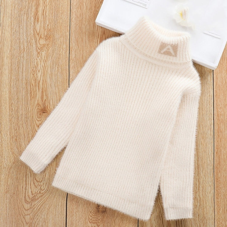 รูปแบบตัวอักษรเลียนแบบ Mink กำมะหยี่เด็กเสื้อคอเต่าถัก, 100cm, 110cm, 120cm, 130cm, 140cm, 150cm