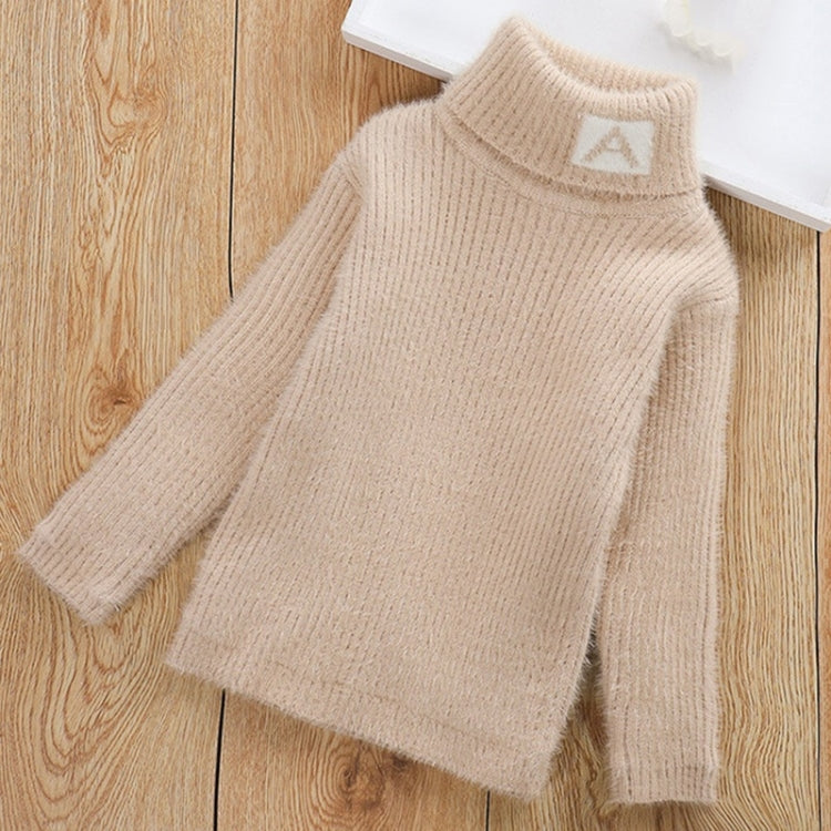 รูปแบบตัวอักษรเลียนแบบ Mink กำมะหยี่เด็กเสื้อคอเต่าถัก, 100cm, 110cm, 120cm, 130cm, 140cm, 150cm