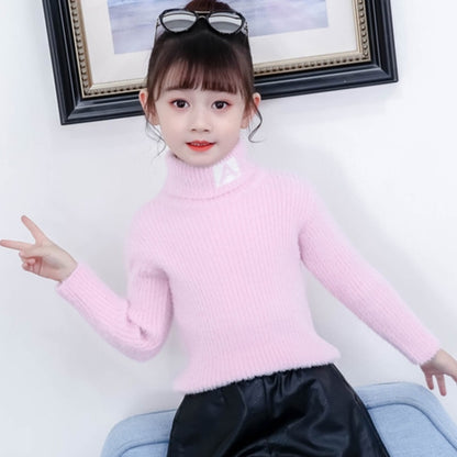 บวกแคชเมียร์สไตล์ตัวอักษรลายมิงค์แคชเมียร์เด็กเสื้อคอเต่าถัก, 100cm, 110cm, 120cm, 130cm, 150cm, 140cm