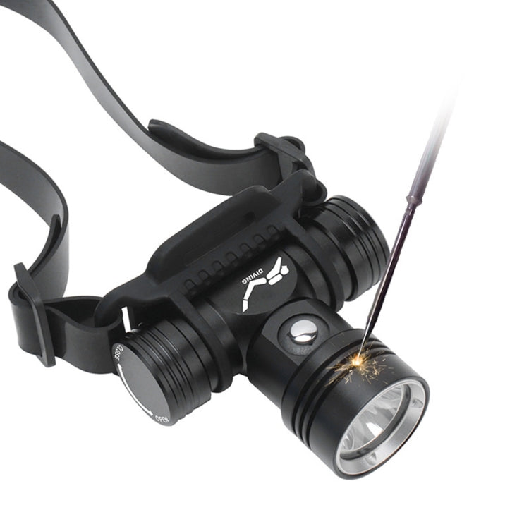 YWXLight 60m การถ่ายภาพใต้น้ำวิดีโอเติมไฟหน้าไฟฉายดำน้ำพร้อมฟังก์ชั่นแสดงแบตเตอรี่ (ไฟหน้า + แบตเตอรี่ + ที่ชาร์จ)