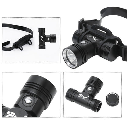YWXLight 60m การถ่ายภาพใต้น้ำวิดีโอเติมไฟหน้าไฟฉายดำน้ำพร้อมฟังก์ชั่นแสดงแบตเตอรี่ (ไฟหน้า + แบตเตอรี่ + ที่ชาร์จ)