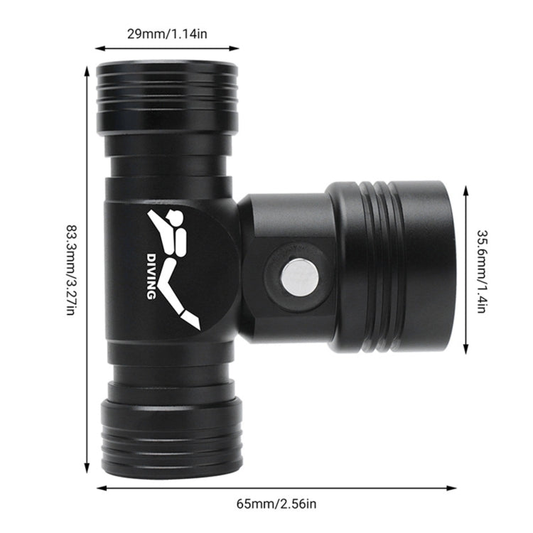 YWXLight 60m การถ่ายภาพใต้น้ำวิดีโอเติมไฟหน้าไฟฉายดำน้ำพร้อมฟังก์ชั่นแสดงแบตเตอรี่ (ไฟหน้า + แบตเตอรี่ + ที่ชาร์จ)