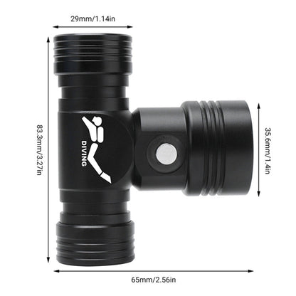 YWXLight 60m การถ่ายภาพใต้น้ำวิดีโอเติมไฟหน้าไฟฉายดำน้ำพร้อมฟังก์ชั่นแสดงแบตเตอรี่ (ไฟหน้า + แบตเตอรี่ + ที่ชาร์จ)