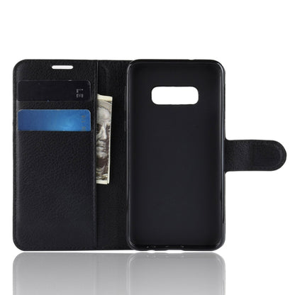 ซองหนังพลิกแนวนอนเนื้อลิ้นจี่สำหรับ Galaxy S10e, Galaxy S10e(Black)
