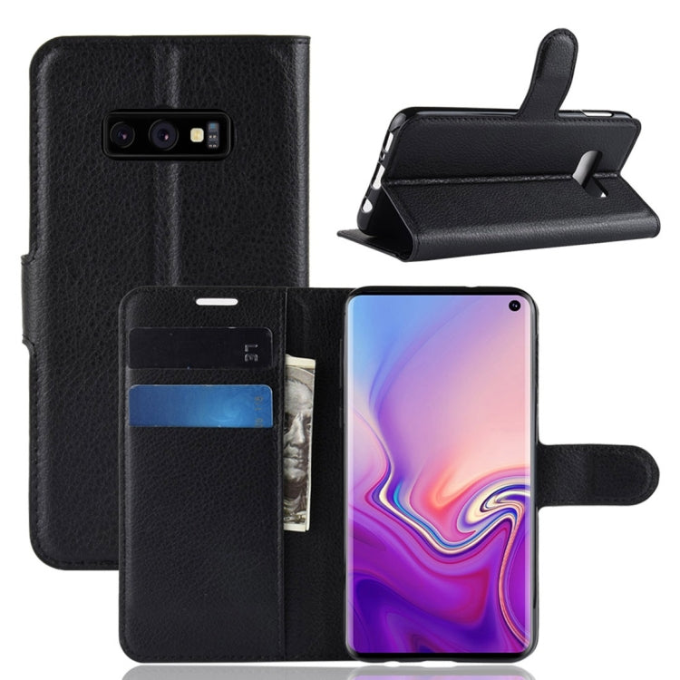 ซองหนังพลิกแนวนอนเนื้อลิ้นจี่สำหรับ Galaxy S10e, Galaxy S10e(Black)