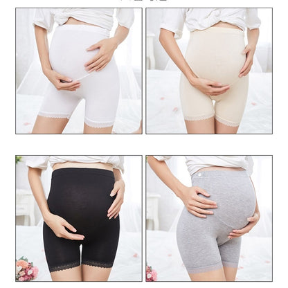 หญิงตั้งครรภ์เอวสูงท้องยก Bottoming Lace Trim Safety Pants, L, XL