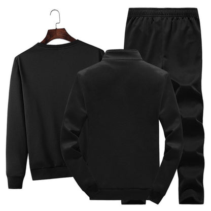 3 in 1 ฤดูใบไม้ร่วงกำมะหยี่บางคอกลม Bottoming เสื้อ + เสื้อคาร์ดิแกนคอตั้ง + กางเกงชุดกีฬาลำลองสำหรับผู้ชาย, M, L, Xl, Xxl, XXXL