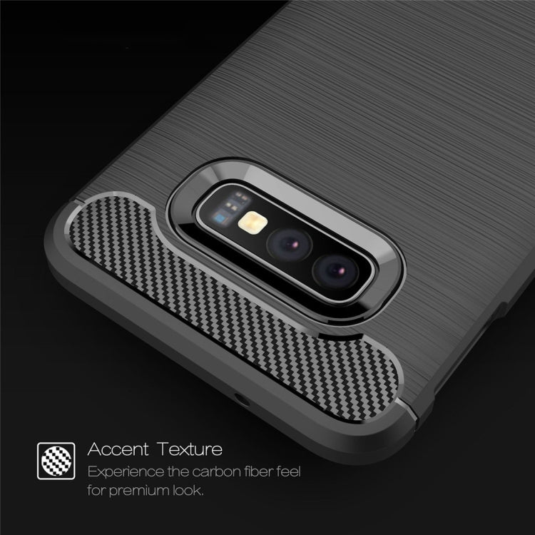 เคส TPU คาร์บอนไฟเบอร์พื้นผิวแปรงสำหรับ Galaxy S10e, For Galaxy S10e （Black）, For Galaxy S10e, For Samsung Galaxy S10e, Galaxy S10e (Brushed Texture)