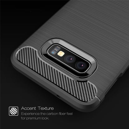 เคส TPU คาร์บอนไฟเบอร์พื้นผิวแปรงสำหรับ Galaxy S10e, For Galaxy S10e （Black）, For Galaxy S10e, For Samsung Galaxy S10e, Galaxy S10e (Brushed Texture)