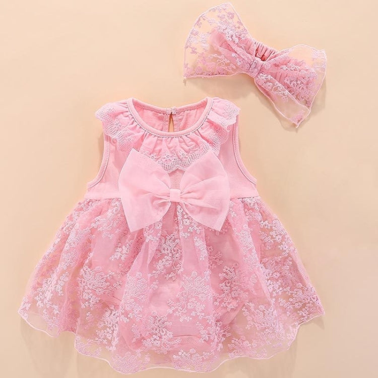 ชุดเดรสเด็กผู้หญิงติดโบว์ (สี:ขาว Size:66-73), 50, 60, 70, 80