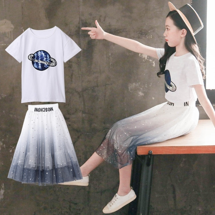 เสื้อแขนสั้นผู้หญิง + เดรสสองชิ้น, 110, 120, 130, 140, 150, 160