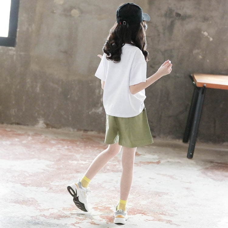 เสื้อแขนสั้นเด็กหญิง + กางเกงกลุ่มสองชิ้น, 110, 120, 130, 140, 150, 160