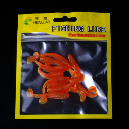 HENGJIA SO041 5cm/0.6g 10 PCS Fishing Wobbler Soft Jigging Fishing Lure Worm Swimbaits เหยื่อซิลิโคน