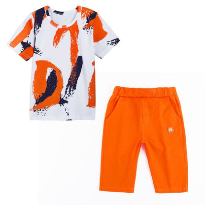 ชุดแฟชั่นเด็กฤดูร้อนแขนสั้นชุดลำลองกางเกงกีฬา, 110, 120, 130, 140, 150, 160