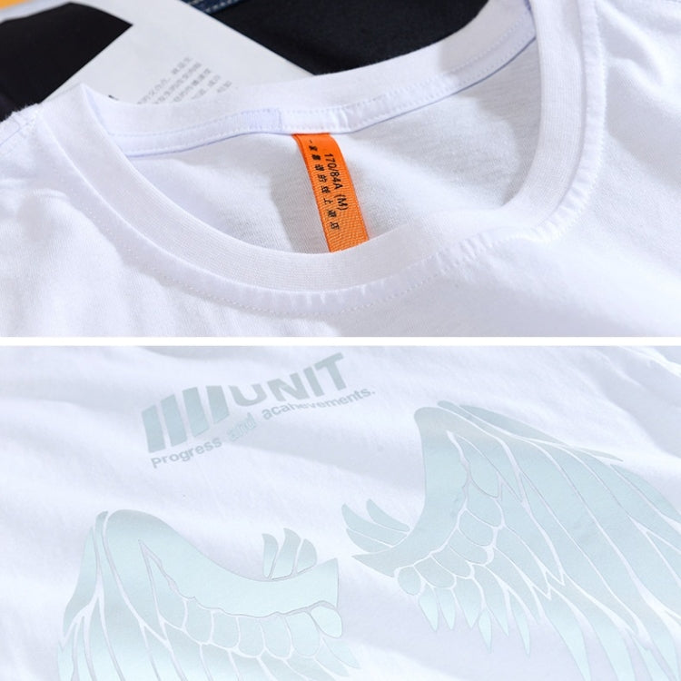 เสื้อยืดคอกลมแขนสั้นพิมพ์ลายปีกสะท้อนแสง, S, M, L, XL, XXL, XXXL