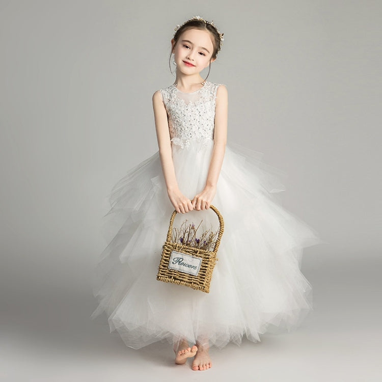 ชุดเจ้าหญิงลูกไม้แขนกุดยาว Pettiskirt ชุดทางการสำหรับเด็กผู้หญิง, 100cm, 110cm, 120cm, 130cm, 140cm, 150cm, 160cm