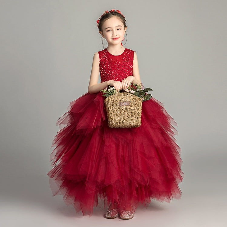 ชุดเจ้าหญิงลูกไม้แขนกุดยาว Pettiskirt ชุดทางการสำหรับเด็กผู้หญิง, 100cm, 110cm, 120cm, 130cm, 140cm, 150cm, 160cm