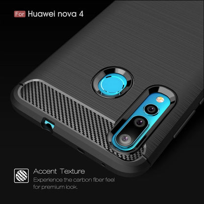 พื้นผิวแปรงคาร์บอนไฟเบอร์กันกระแทกเคส TPU สำหรับ Huawei Nova 4, For Huawei Nova 4