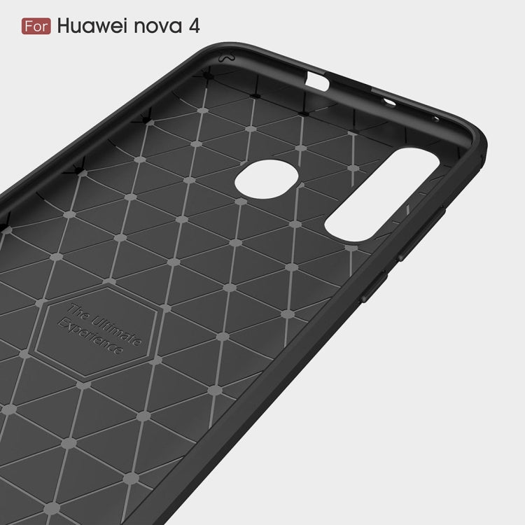 พื้นผิวแปรงคาร์บอนไฟเบอร์กันกระแทกเคส TPU สำหรับ Huawei Nova 4, For Huawei Nova 4