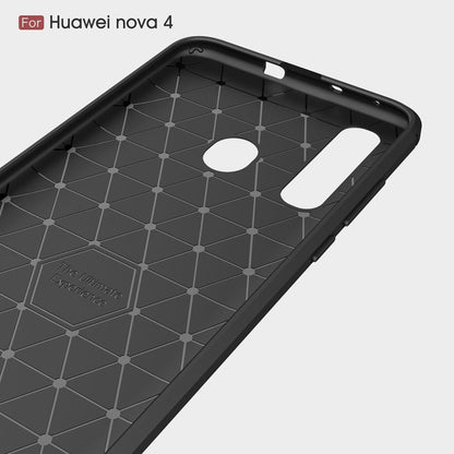 พื้นผิวแปรงคาร์บอนไฟเบอร์กันกระแทกเคส TPU สำหรับ Huawei Nova 4, For Huawei Nova 4