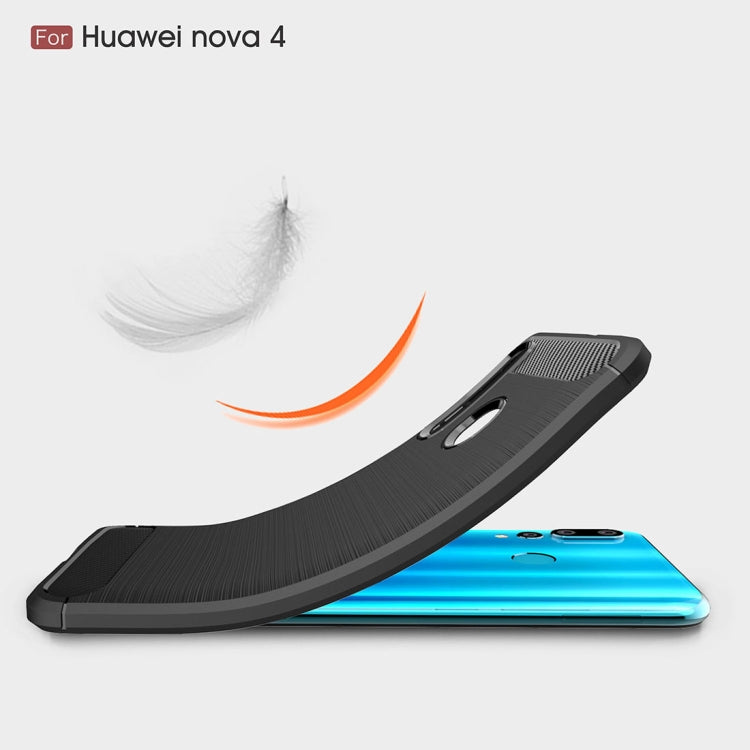 พื้นผิวแปรงคาร์บอนไฟเบอร์กันกระแทกเคส TPU สำหรับ Huawei Nova 4, For Huawei Nova 4