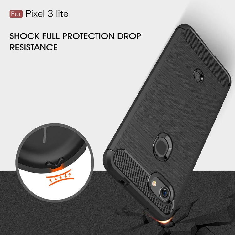 เคส TPU กันกระแทกคาร์บอนไฟเบอร์พื้นผิวแปรงสำหรับ Google Pixel 3 Lite, For Google Pixel 3 Lite, Google Pixel 3 Lite