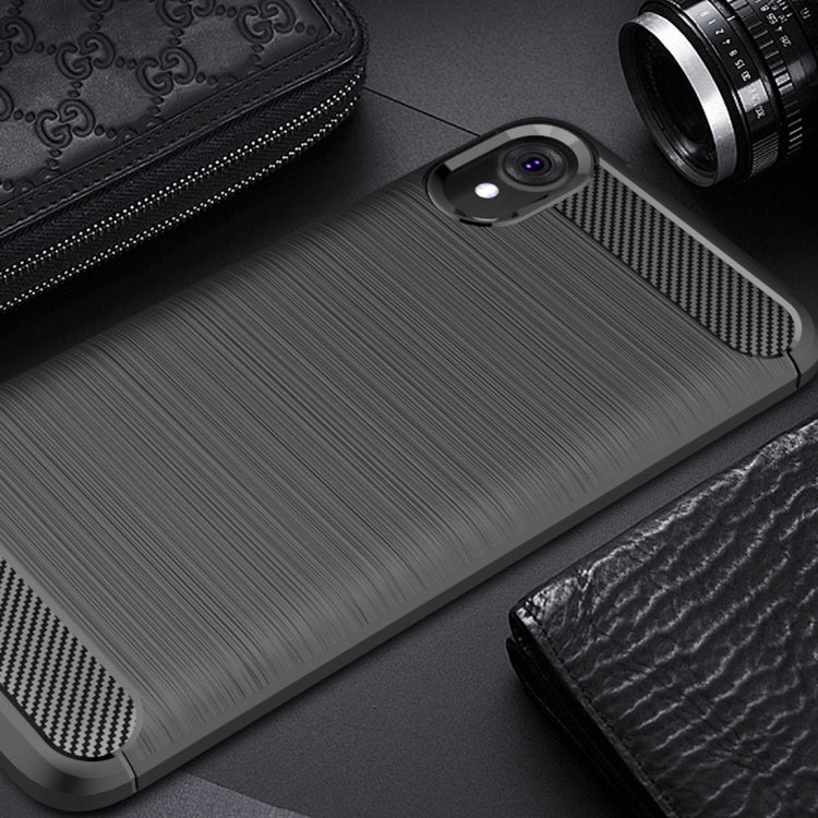Brushed Texture Carbon Fiber เคส TPU กันกระแทกสำหรับ MOTO E6, For MOTO E6