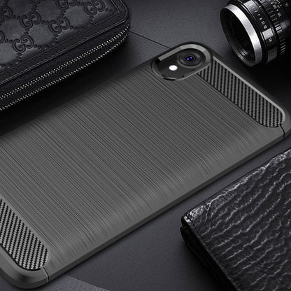 Brushed Texture Carbon Fiber เคส TPU กันกระแทกสำหรับ MOTO E6, For MOTO E6