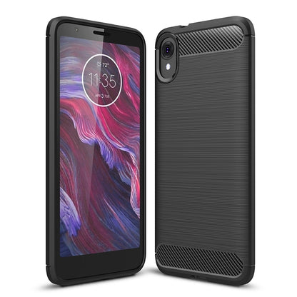 Brushed Texture Carbon Fiber เคส TPU กันกระแทกสำหรับ MOTO E6, For MOTO E6
