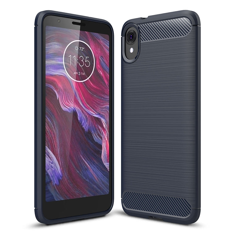 Brushed Texture Carbon Fiber เคส TPU กันกระแทกสำหรับ MOTO E6, For MOTO E6